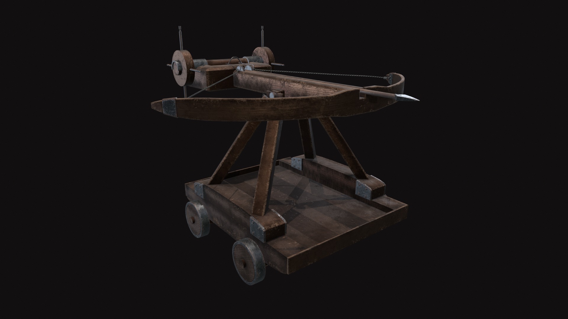 Medieval Ballista Old Low-poly 3D model_2