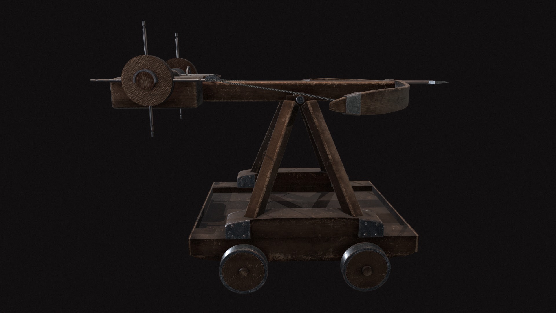 Medieval Ballista Old Low-poly 3D model_6