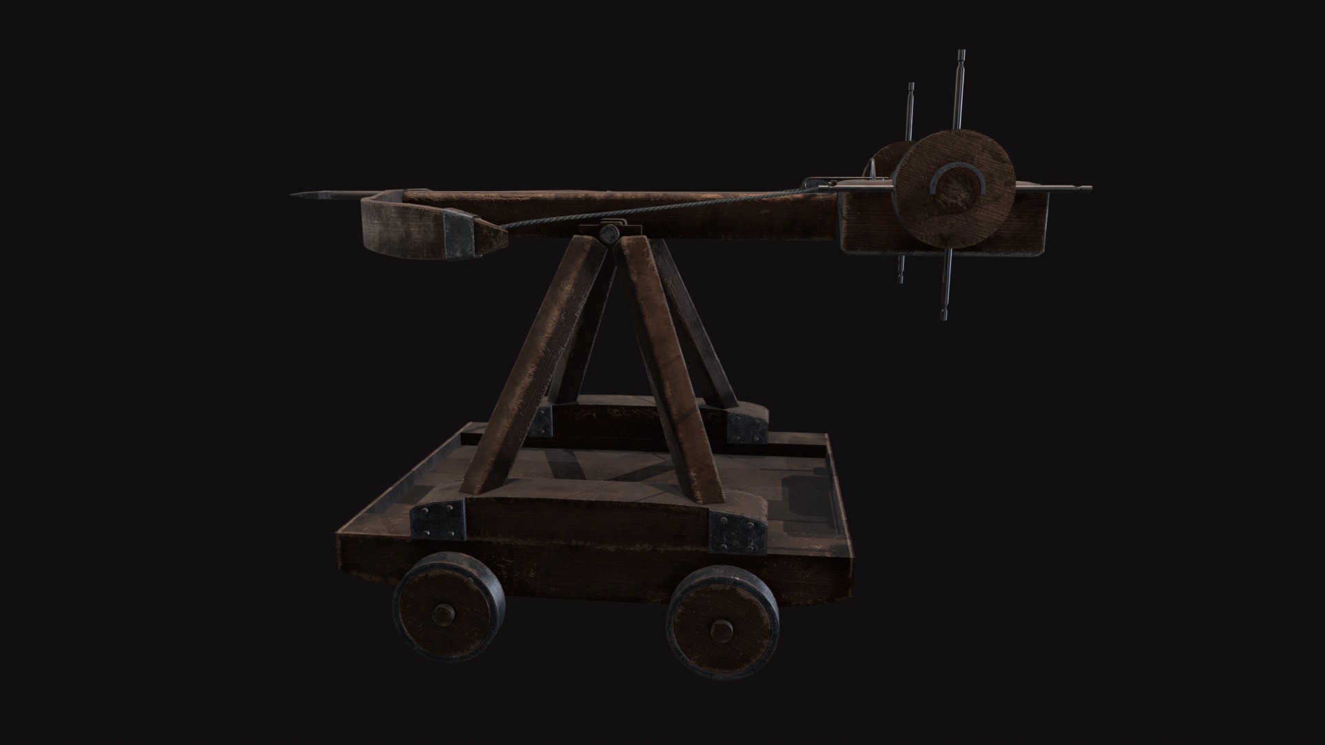 Medieval Ballista Old Low-poly 3D model_5