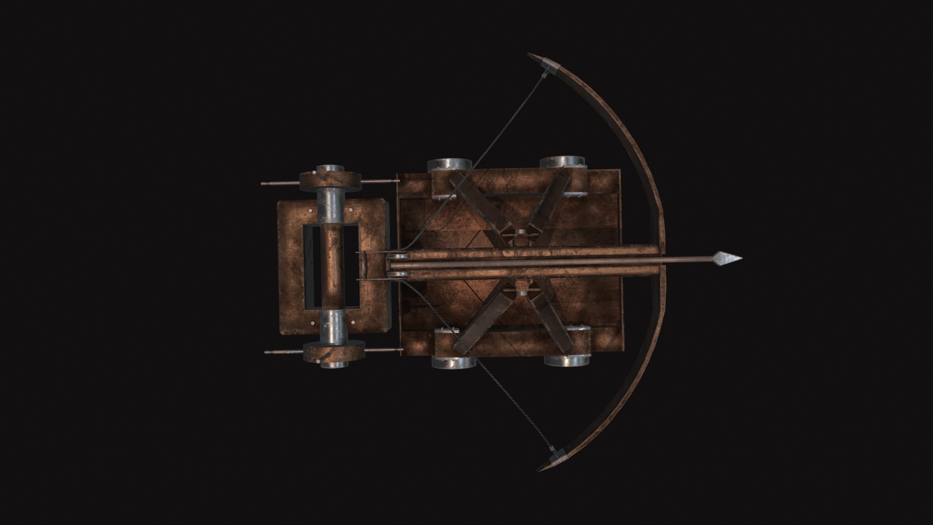 Medieval Ballista Old Low-poly 3D model_7