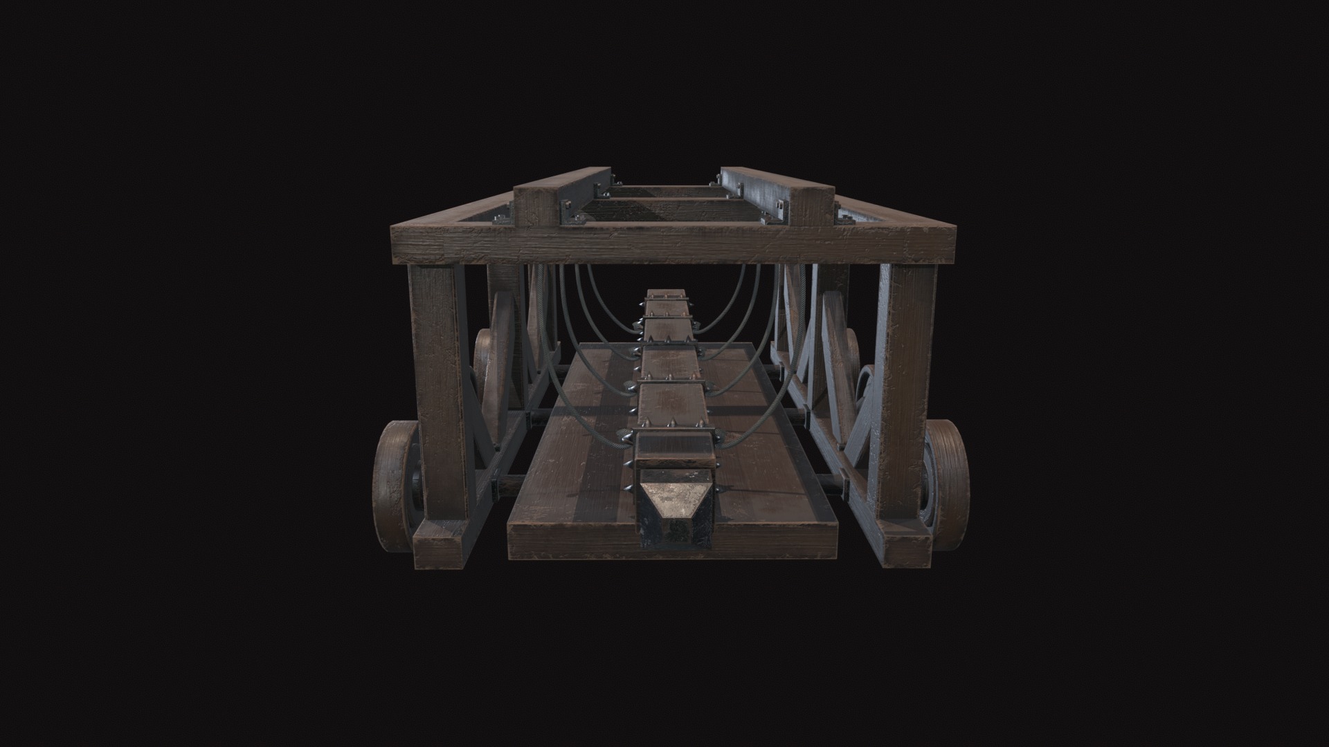 Medieval Battering Ram V02 Old Low-poly 3D model_4