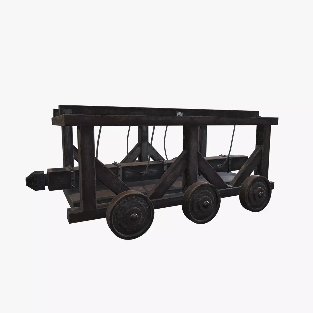 Medieval Battering Ram V02 Old Low-poly 3D model_0