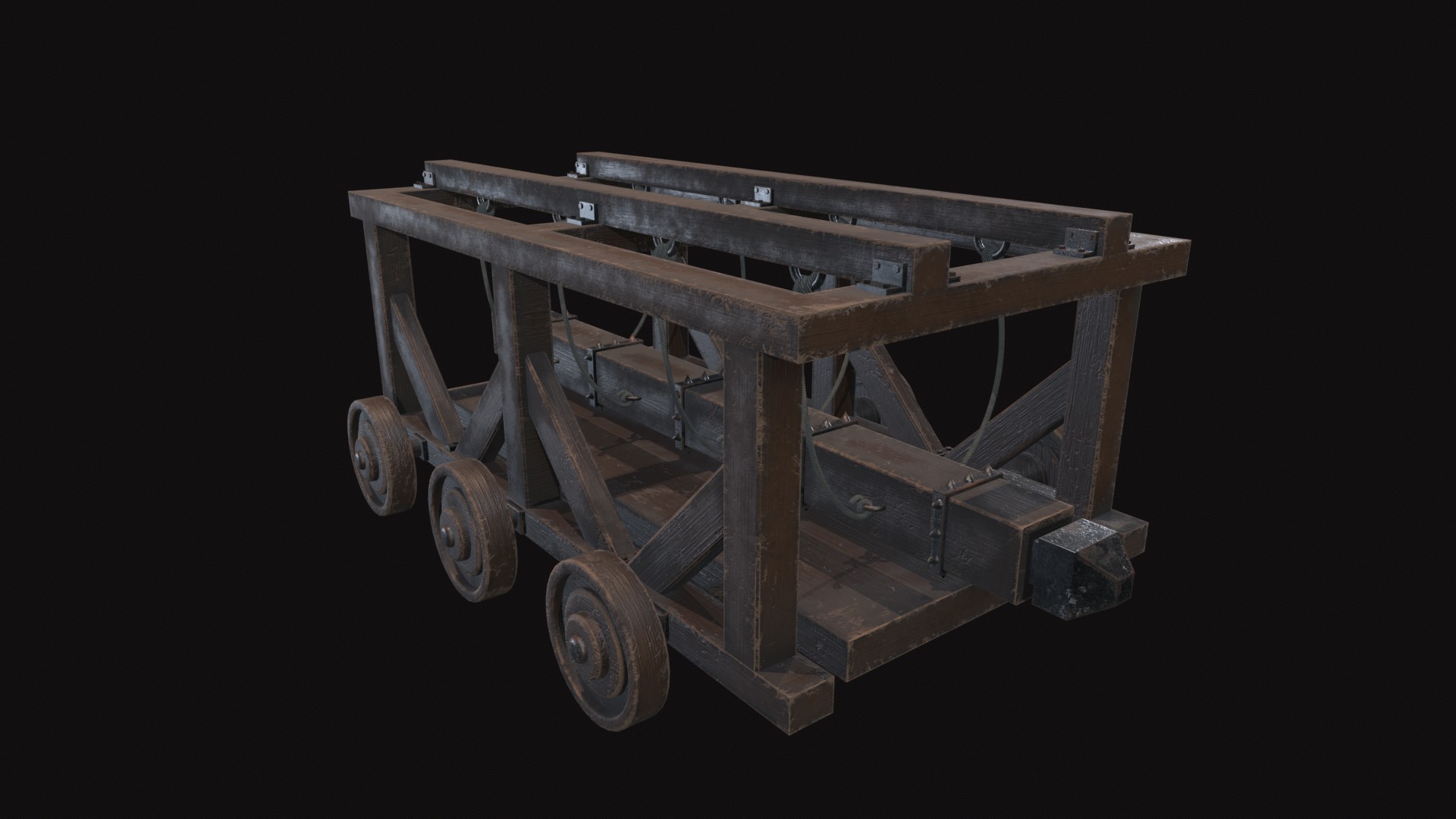 Medieval Battering Ram V02 Old Low-poly 3D model_2