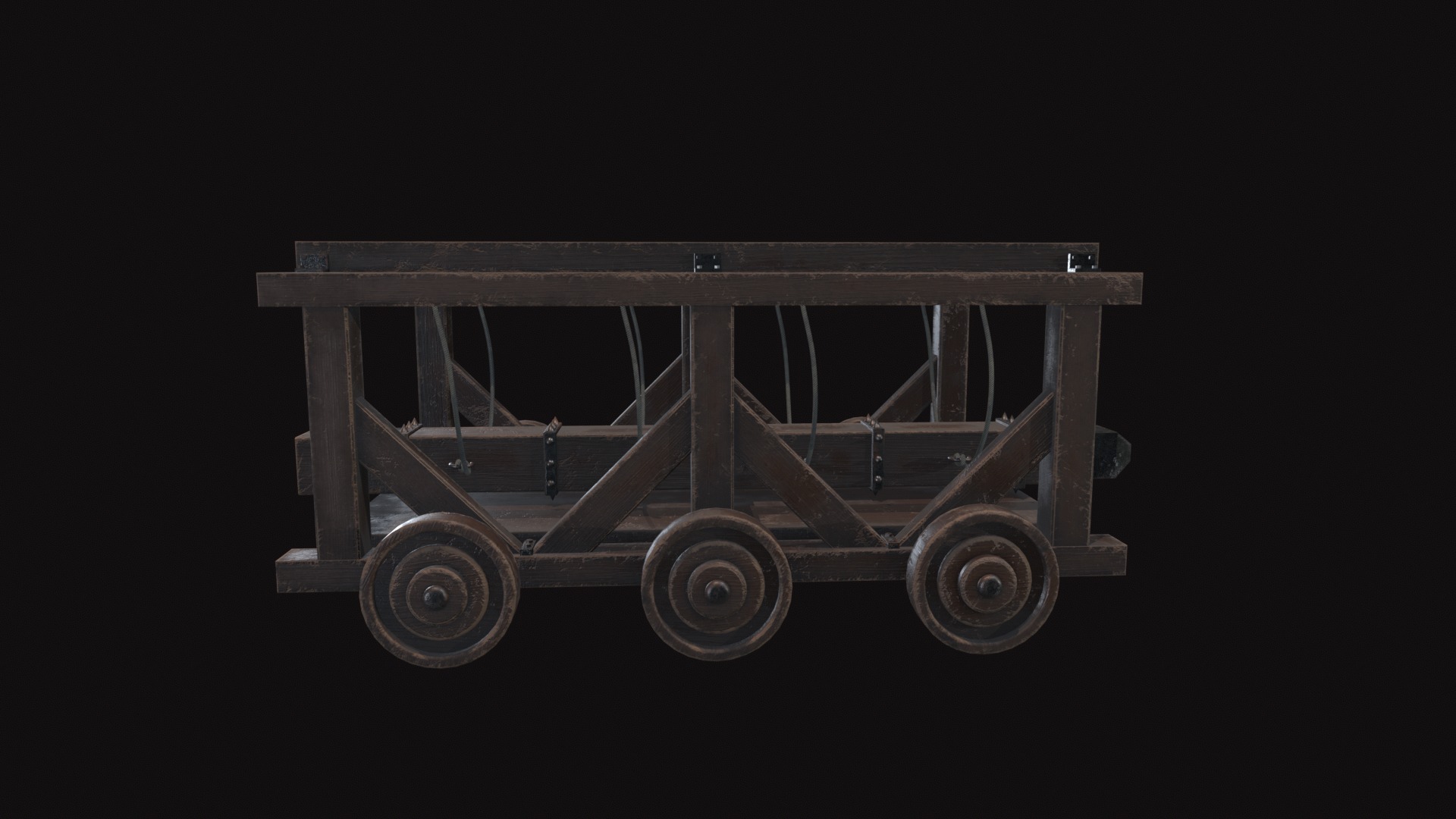 Medieval Battering Ram V02 Old Low-poly 3D model_6