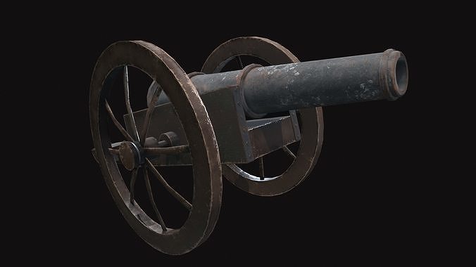 Medieval Cannon V02 Old Low-poly 3D model