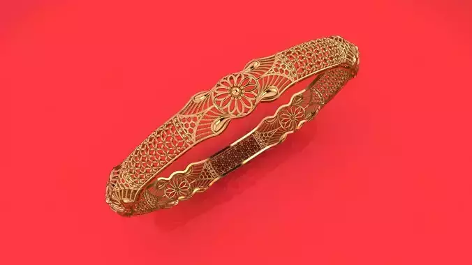 1331 Scalloped Bloom Gold Bangle 11gm 3D print model