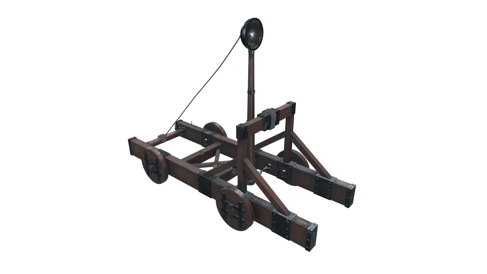 Medieval Catapult V01 New Low-poly 3D model_8