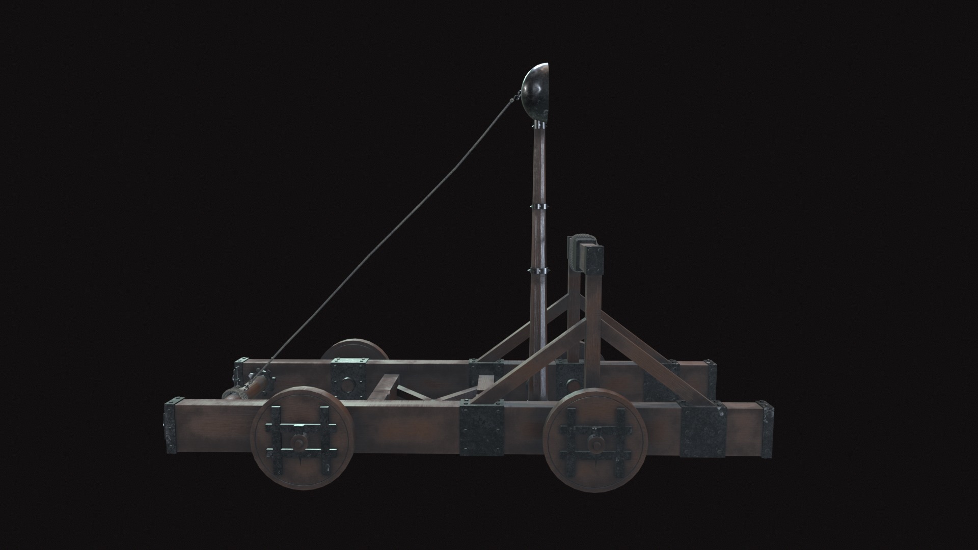 Medieval Catapult V01 New Low-poly 3D model_6