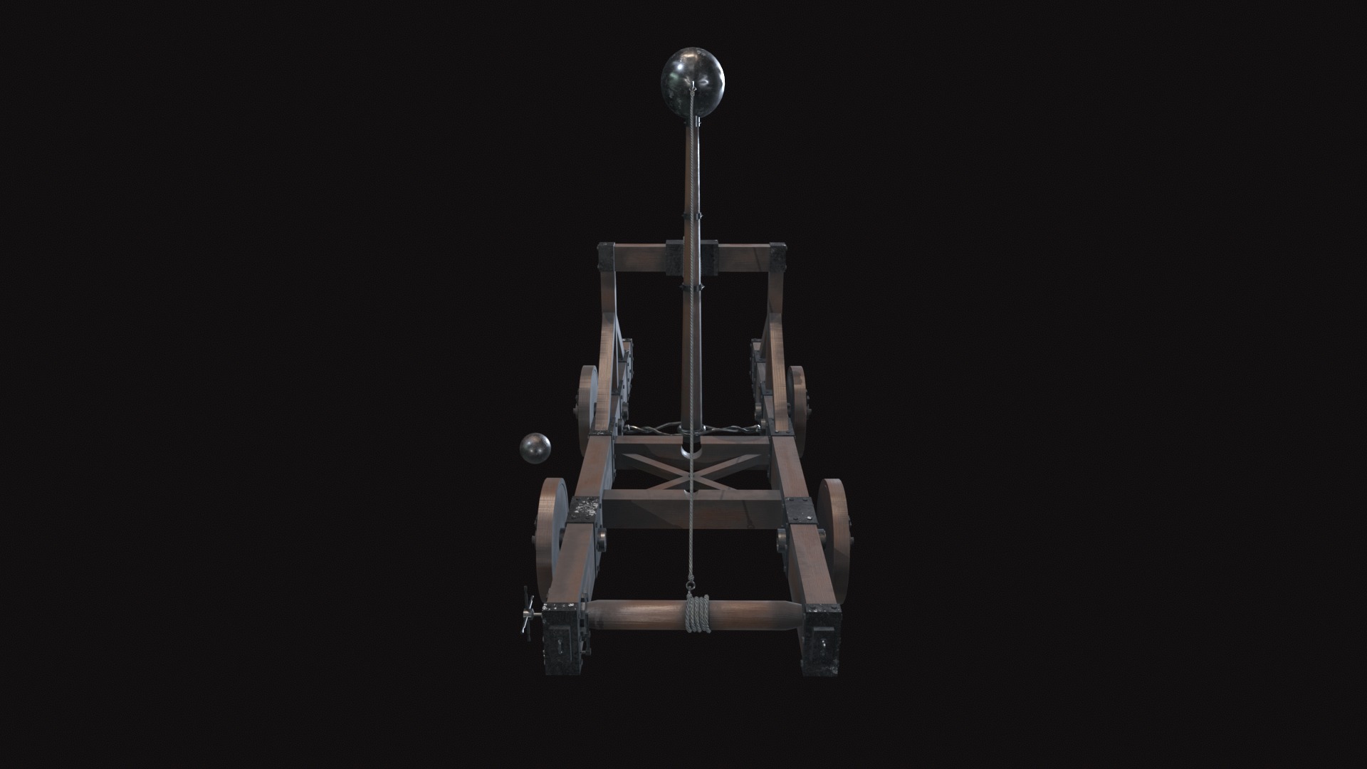 Medieval Catapult V01 New Low-poly 3D model_3
