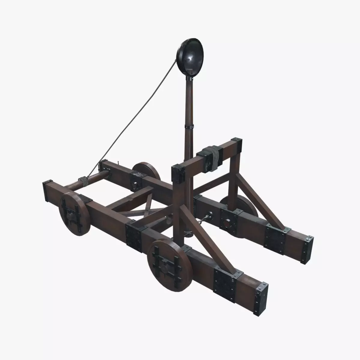 Medieval Catapult V01 New Low-poly 3D model_0