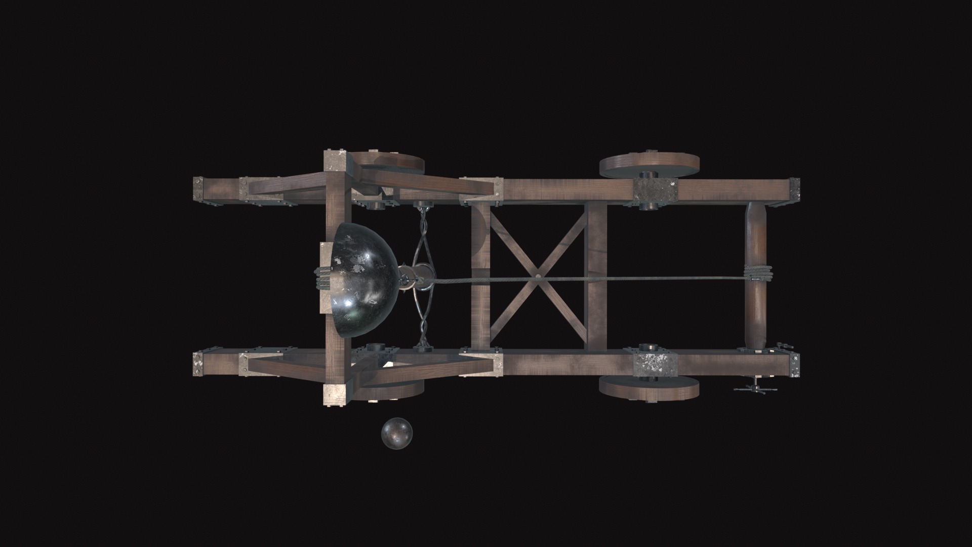 Medieval Catapult V01 New Low-poly 3D model_7