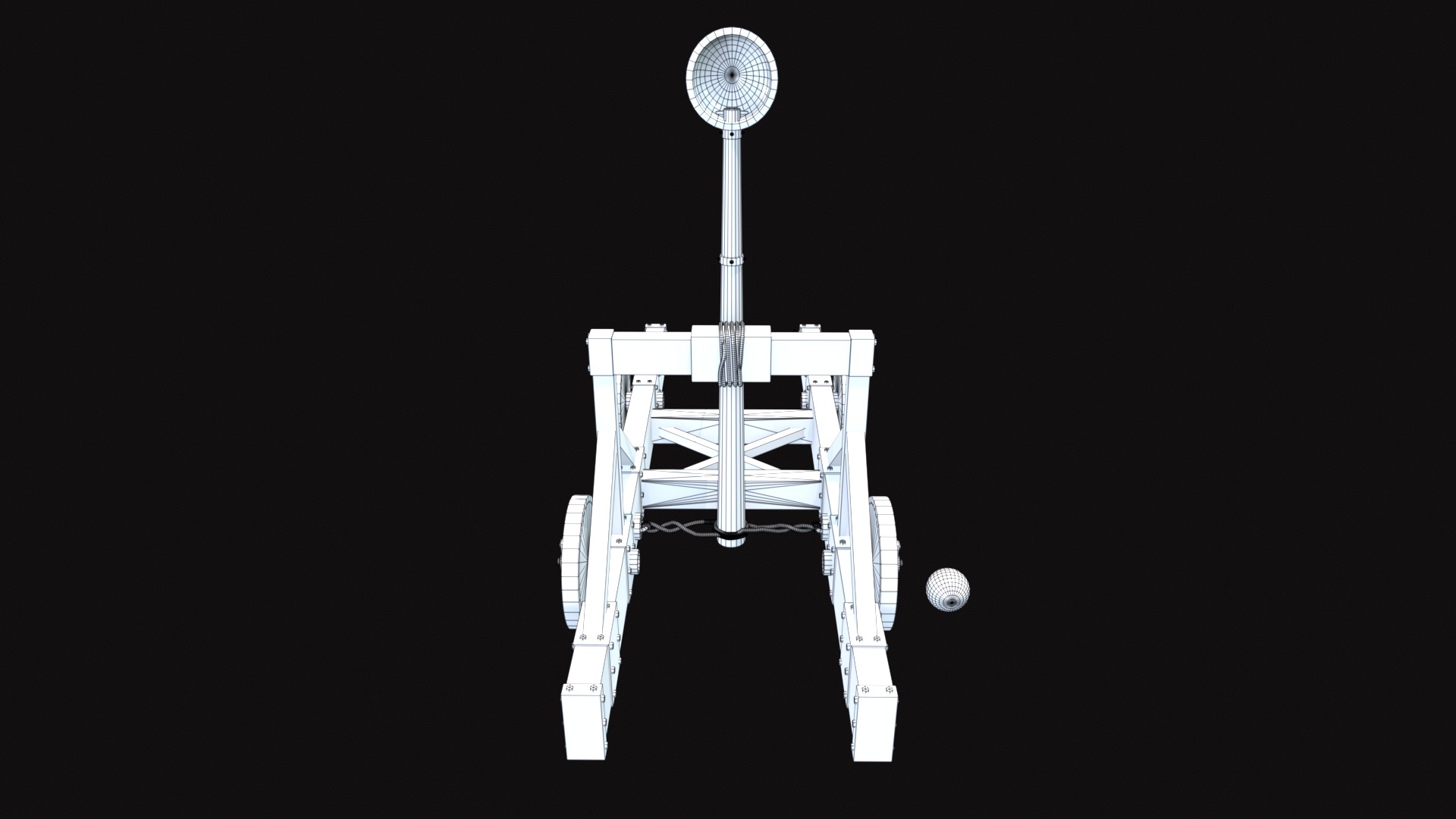 Medieval Catapult V01 New Low-poly 3D model_9
