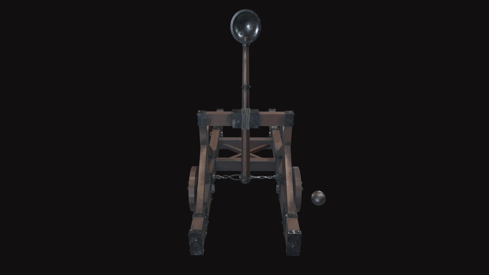 Medieval Catapult V01 New Low-poly 3D model_4