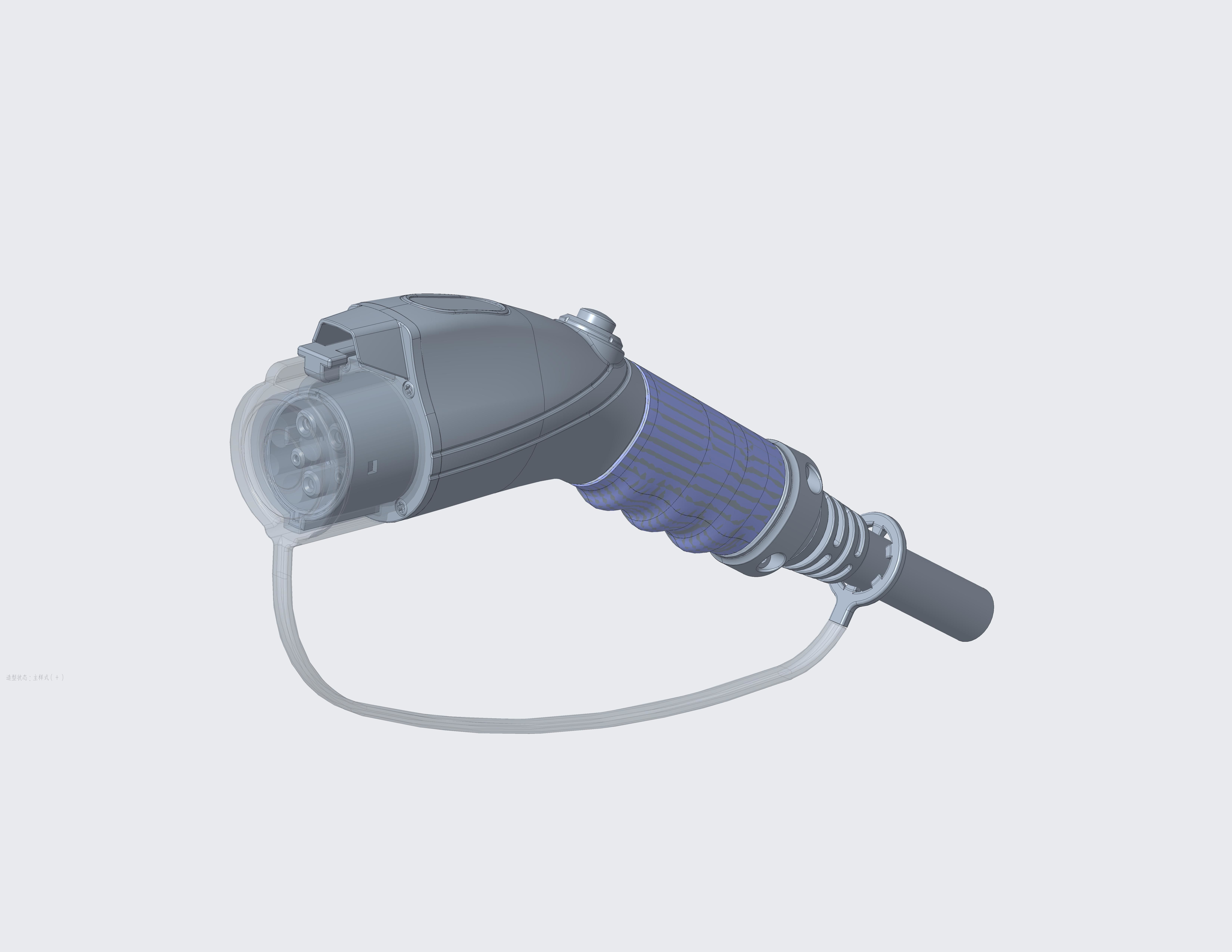 J1772 ev charging plug 3D print model_1