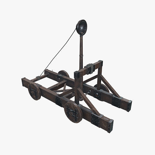 Medieval Catapult V01 Old Low-poly 3D model