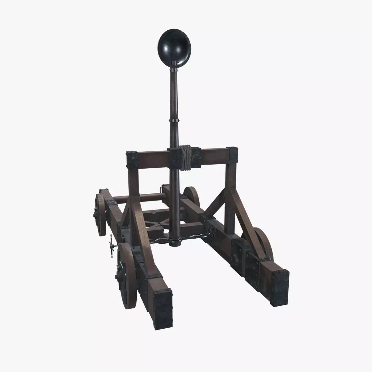 Medieval Catapult V02 New Low-poly 3D model