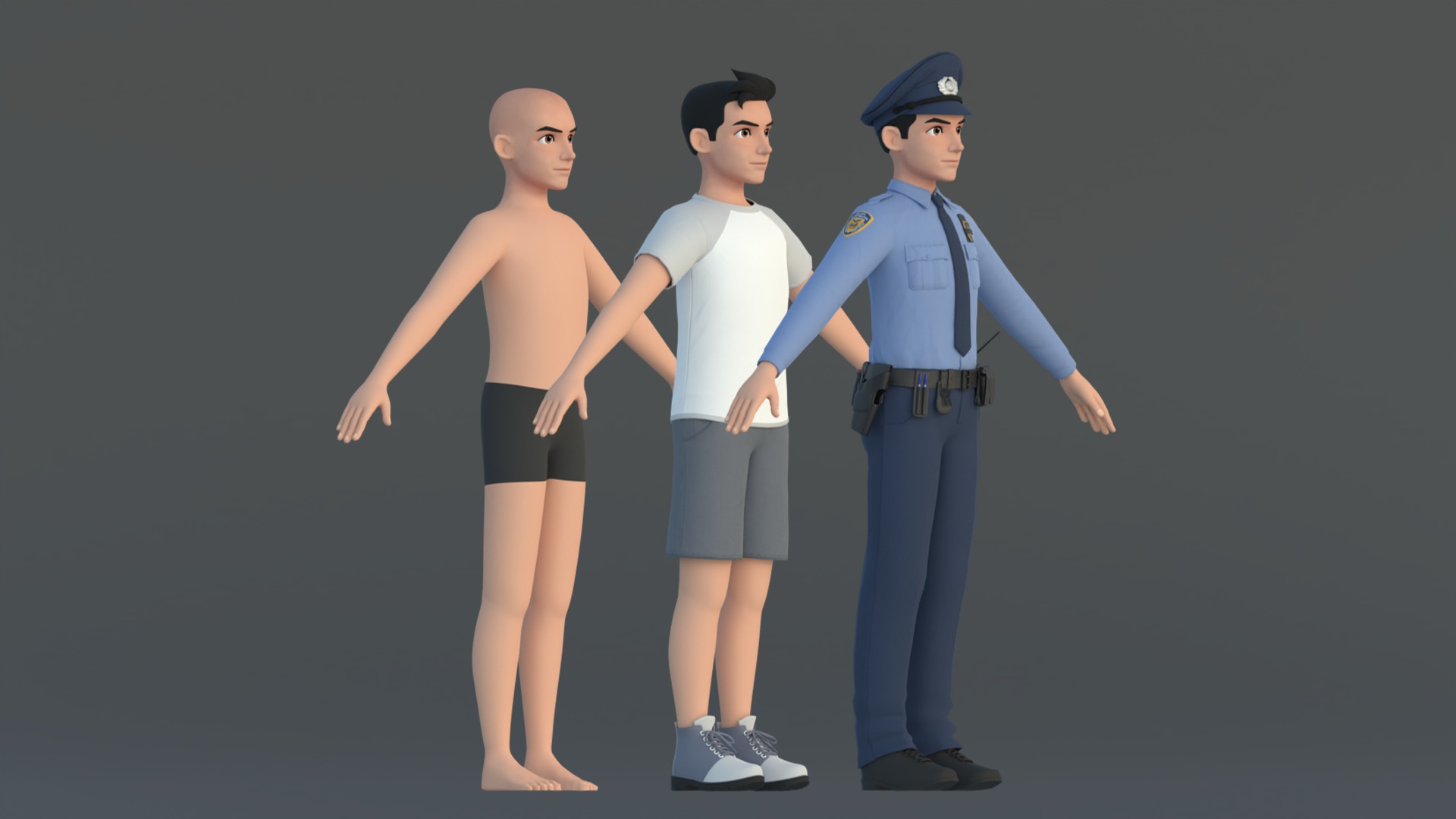Michael Cartoon Man Character Low-poly 3D model_5