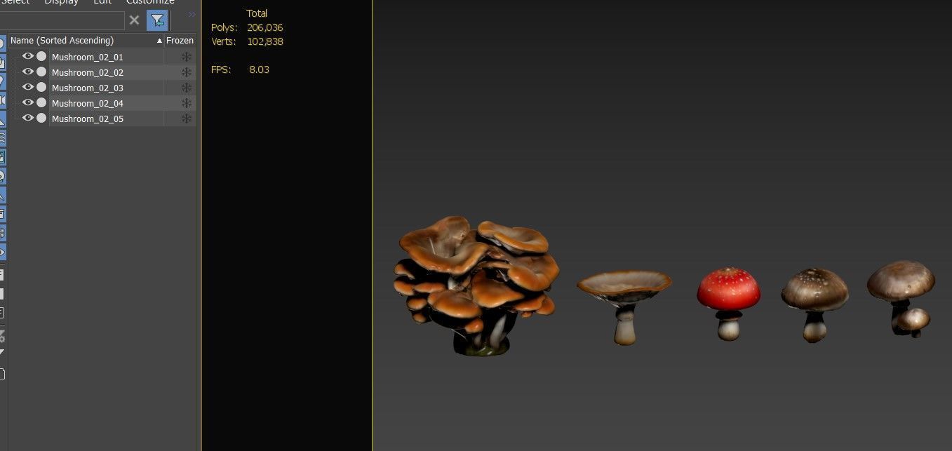 Mushroom set 02 3D model_4