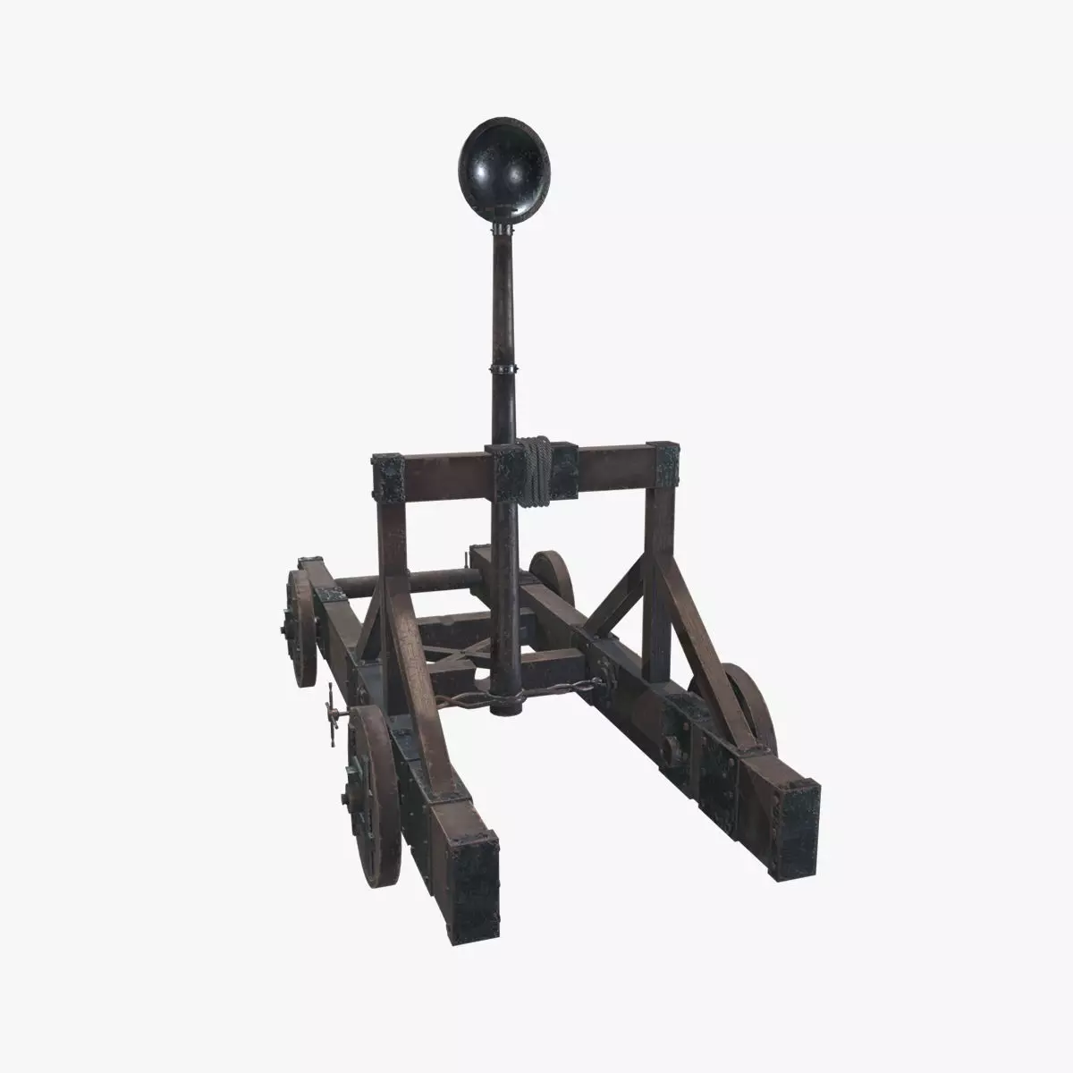 Medieval Catapult V02 Old Low-poly 3D model_0