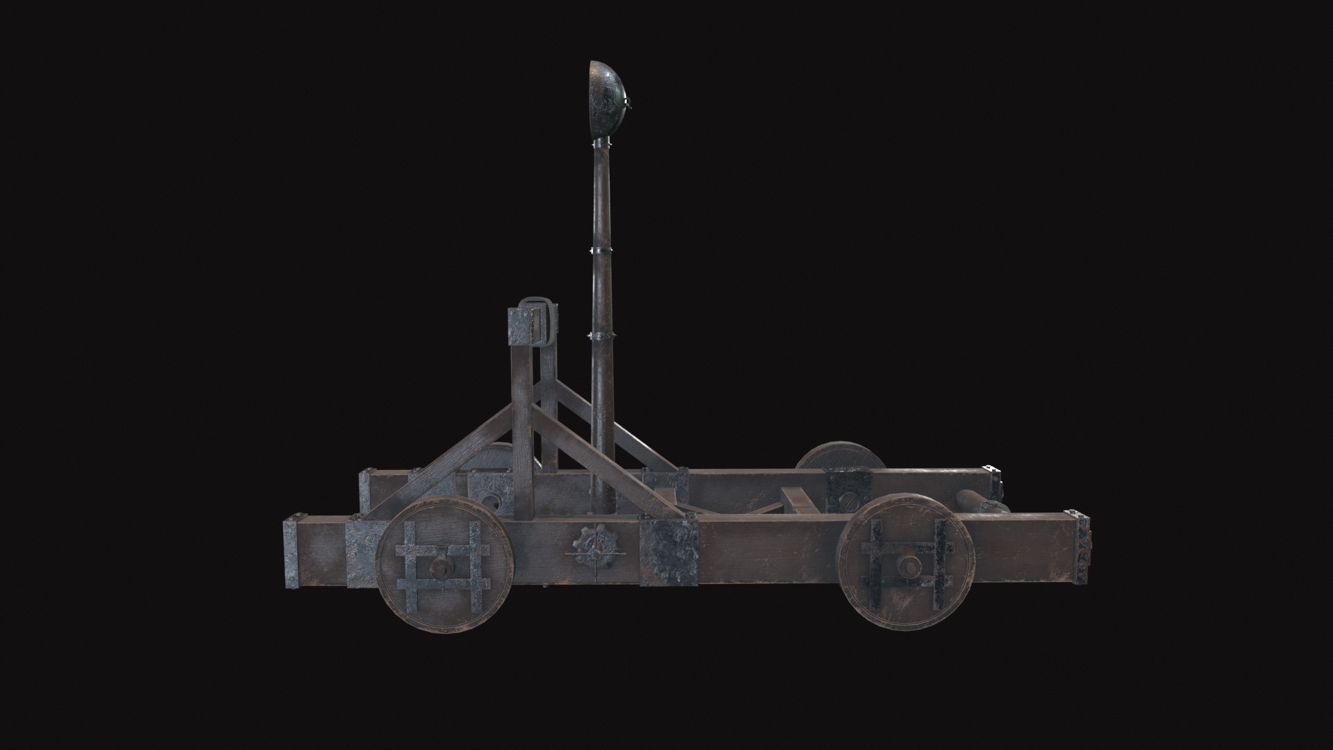 Medieval Catapult V02 Old Low-poly 3D model_5