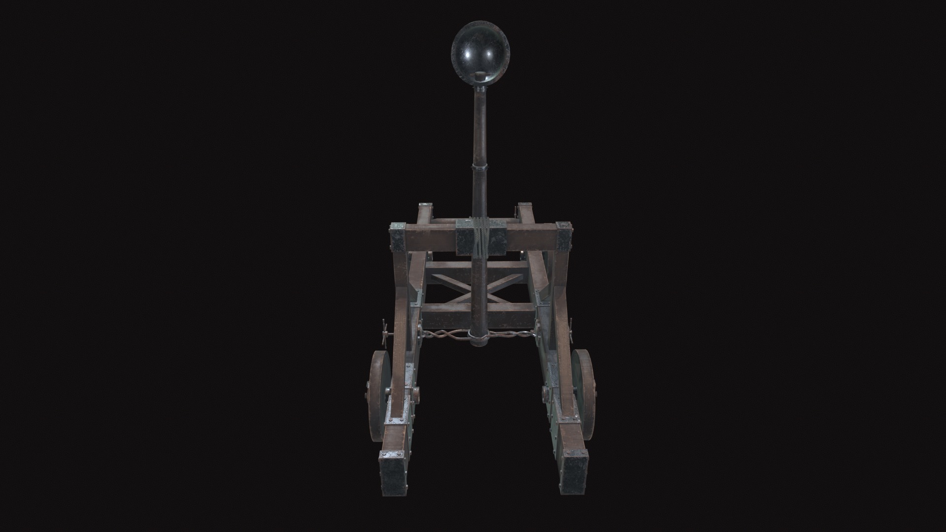 Medieval Catapult V02 Old Low-poly 3D model_4
