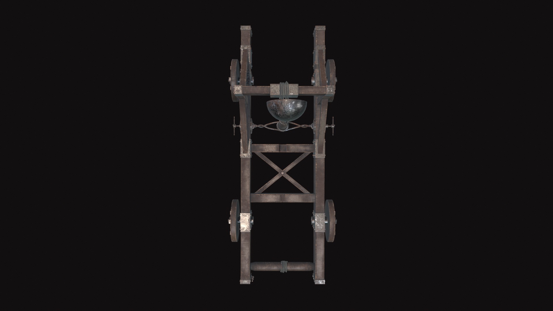Medieval Catapult V02 Old Low-poly 3D model_7