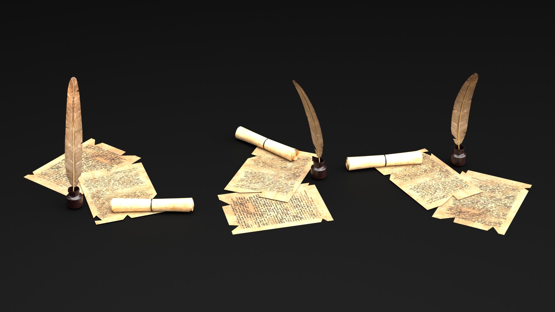 Wizard Student stuff for magical classroom Low-poly 3D model_13