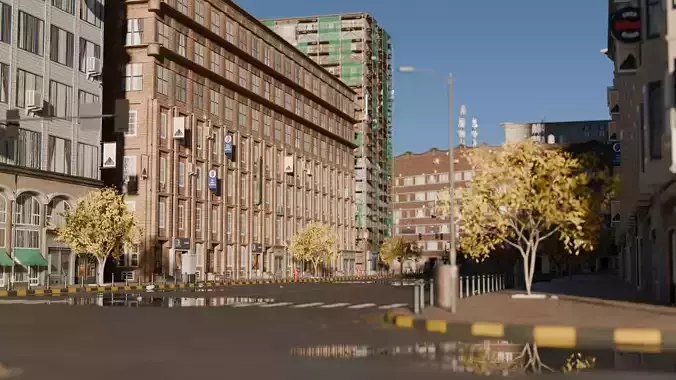 Urban Streetscape High Detail City Environment street