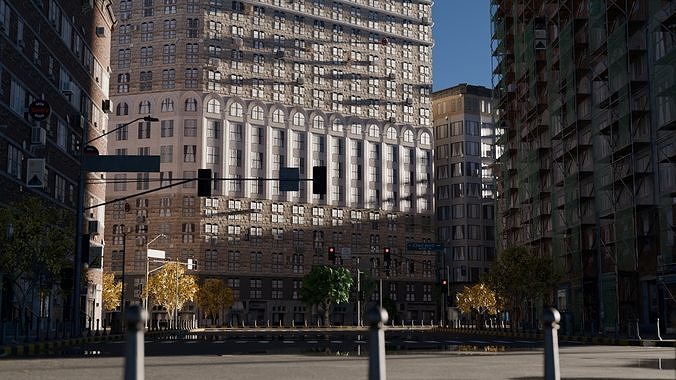 Urban Streetscape High Detail City Environment street 3D model 7