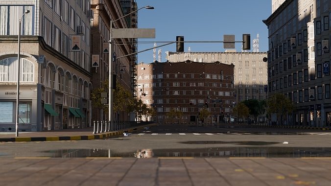 Urban Streetscape High Detail City Environment street 3D model 5