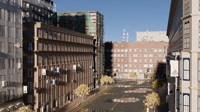 Urban Streetscape High Detail City Environment street 3D model 6