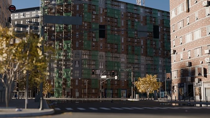 Urban Streetscape High Detail City Environment street 3D model 2