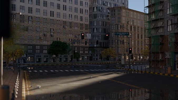 Urban Streetscape High Detail City Environment street 3D model 4