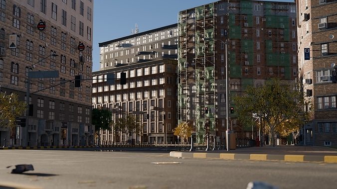 Urban Streetscape High Detail City Environment street 3D model 3