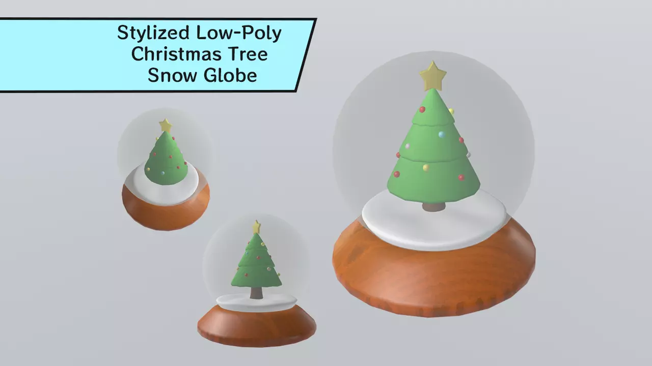 Stylized Low-Poly Christmas Tree Snow Globe Low-poly 3D model_0