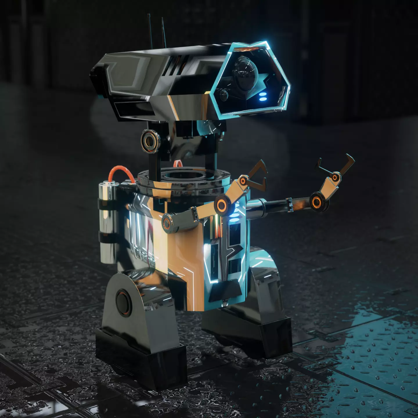 Rigged robot  Low-poly 3D model_0