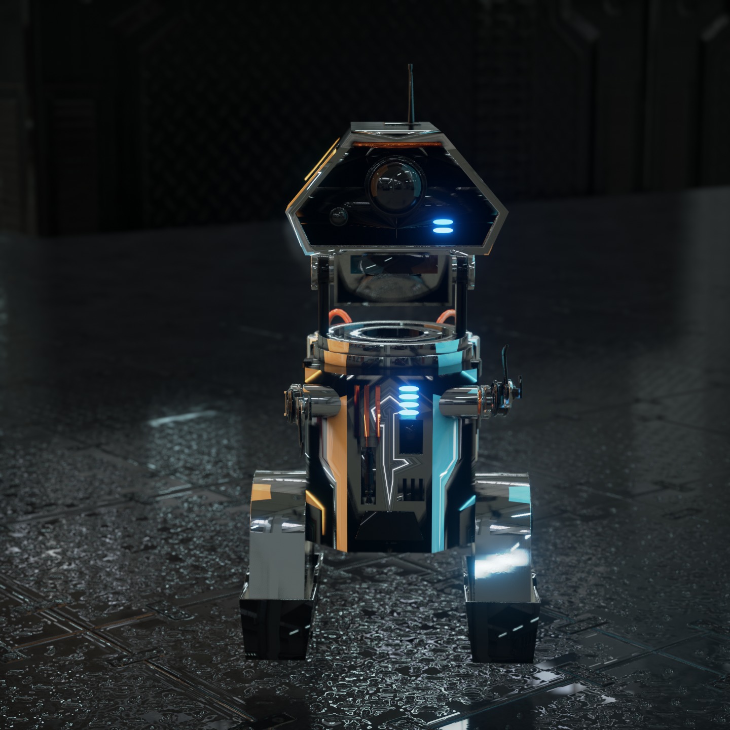 Rigged robot  Low-poly 3D model_1
