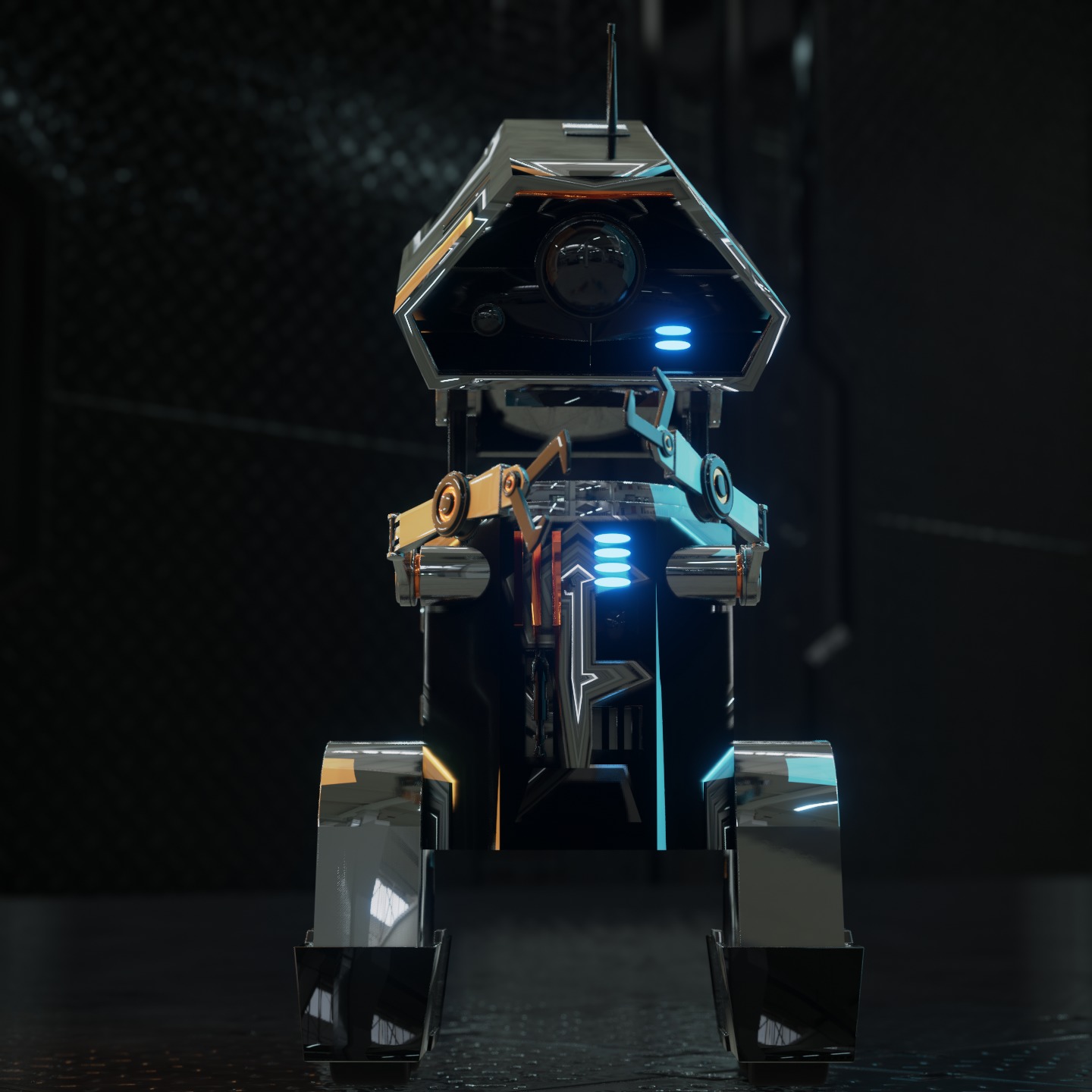 Rigged robot  Low-poly 3D model_2