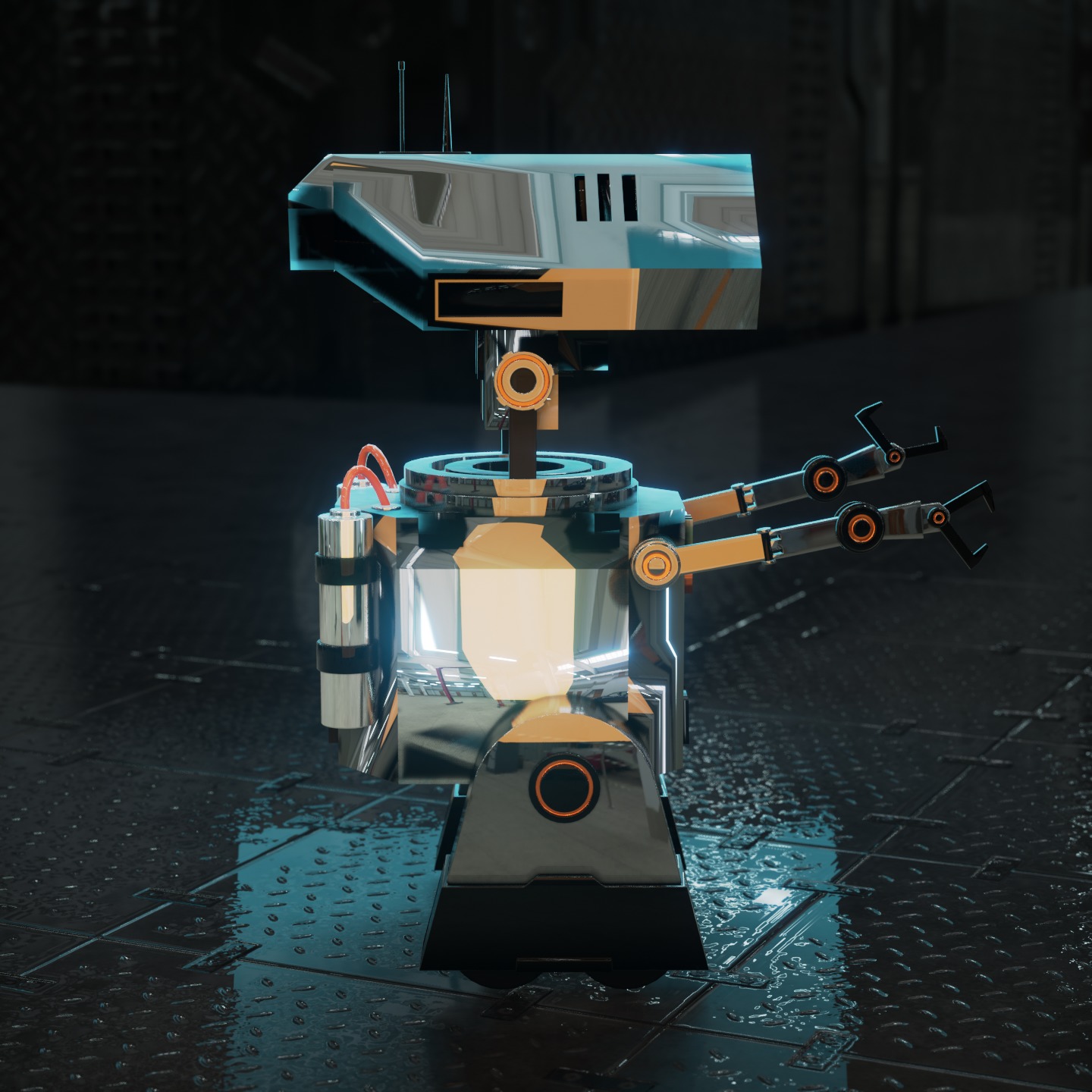Rigged robot  Low-poly 3D model_3