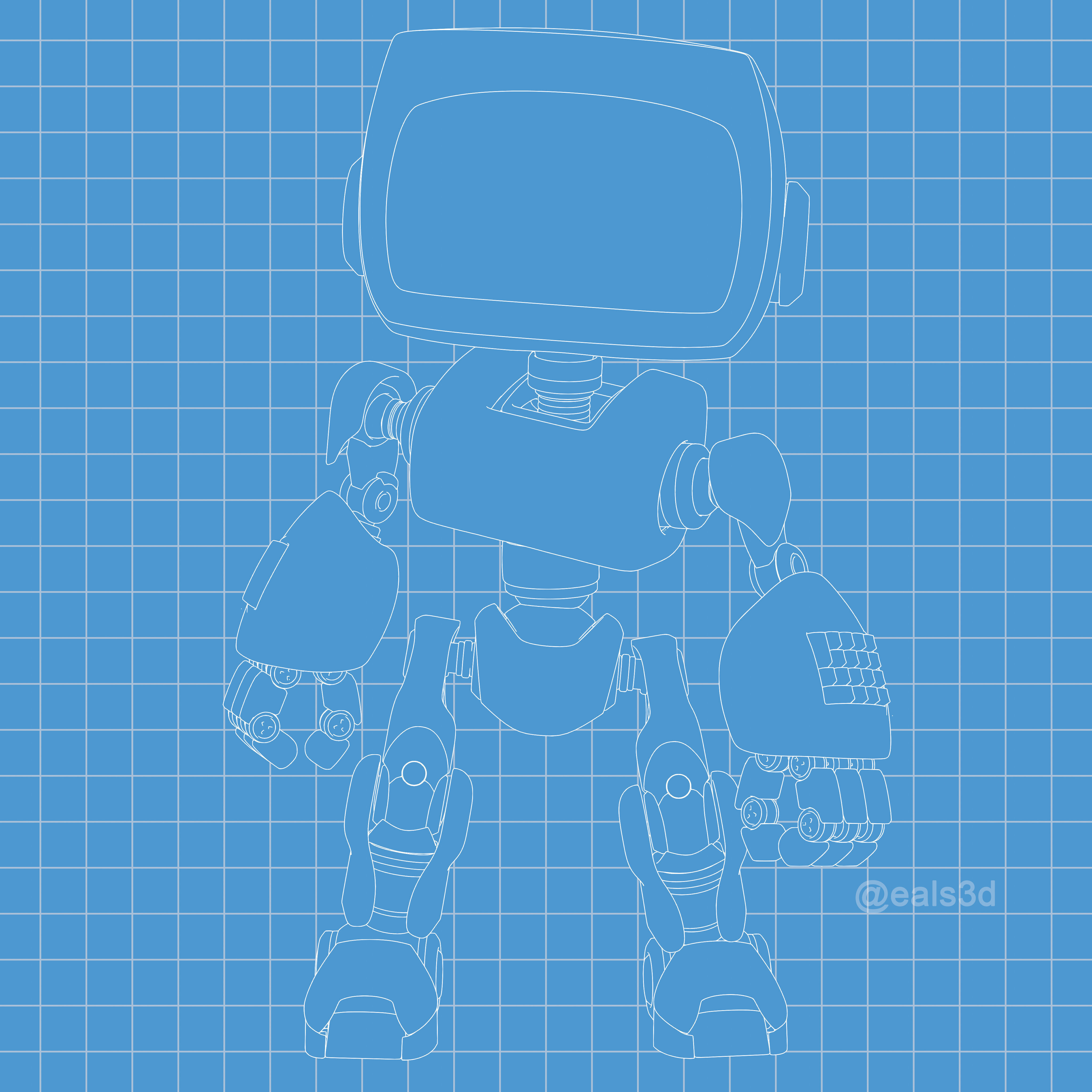 Cute Robot H-44 3D model_8