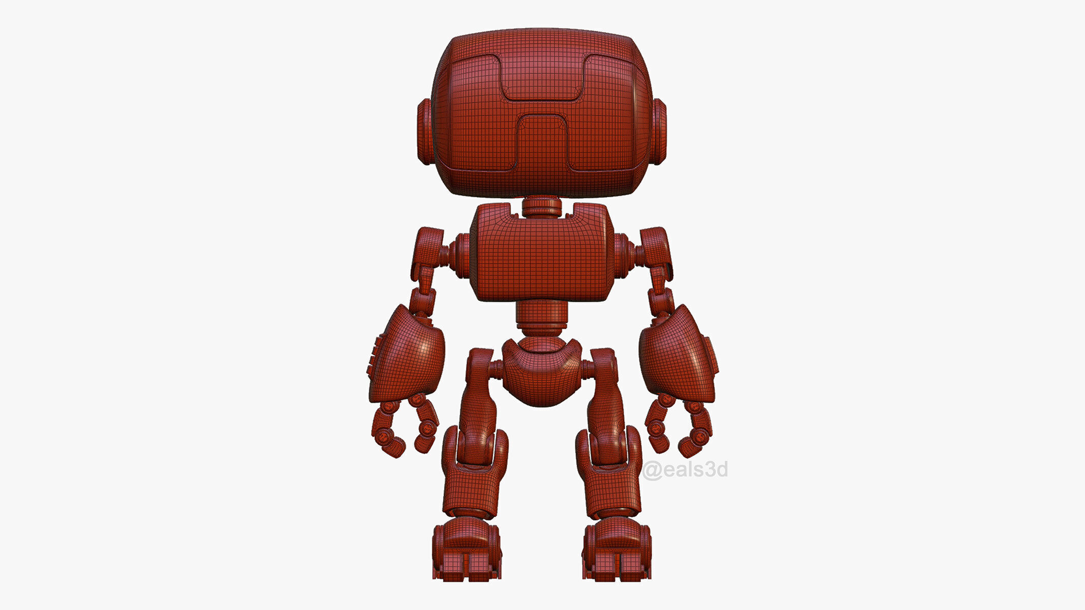 Cute Robot H-44 3D model_24