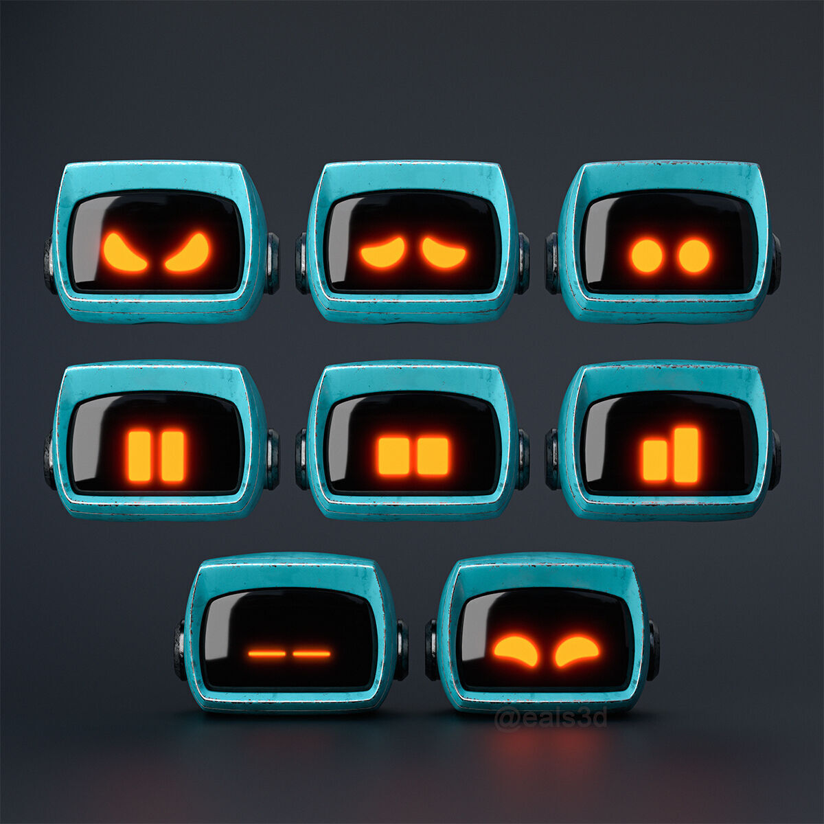 Cute Robot H-44 3D model_3