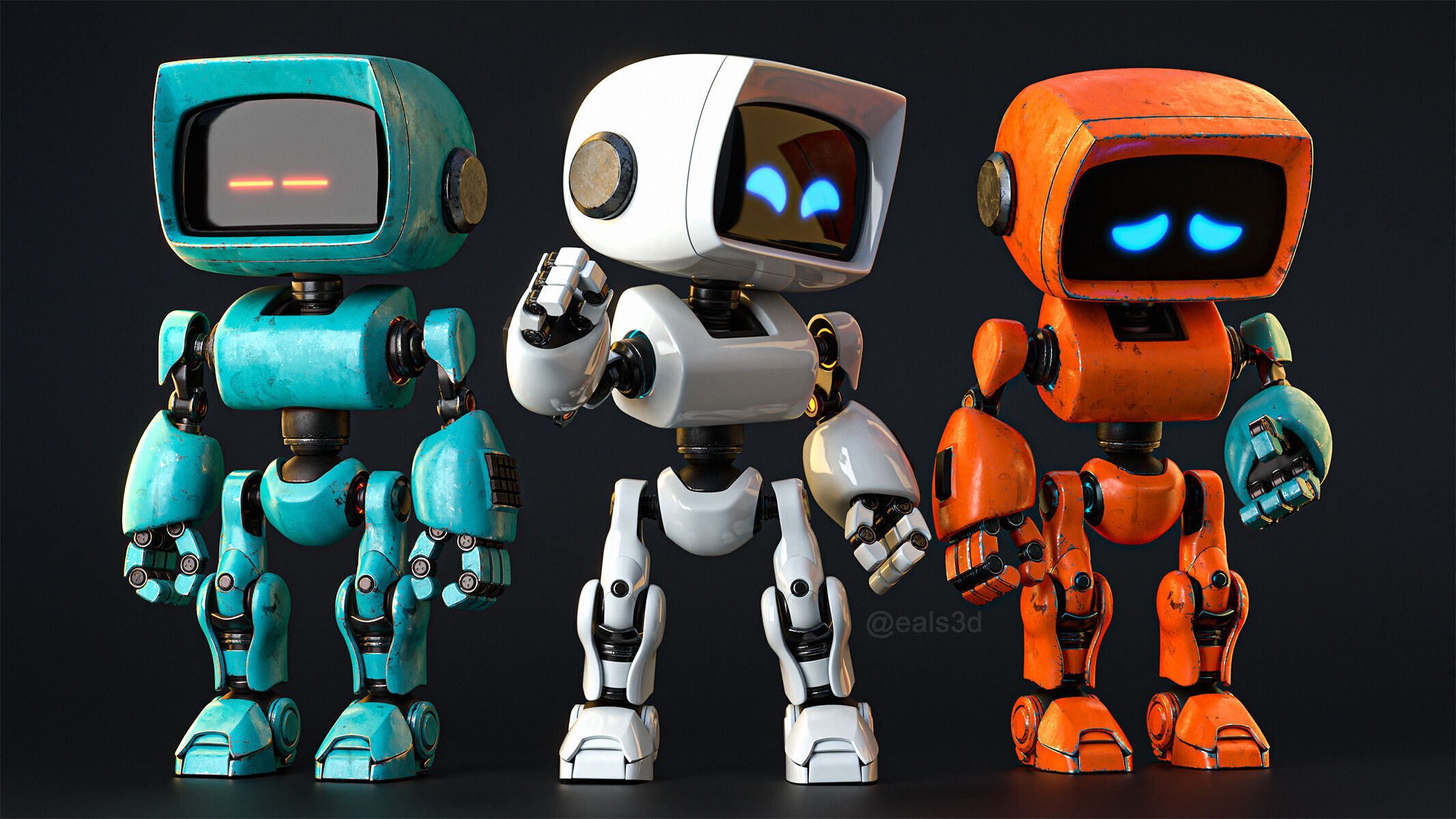 Cute Robot H-44 3D model_9