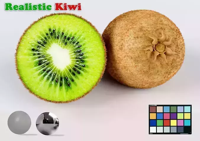 Realistic  Kiwi green low-poly  3D model Low-poly 3D model