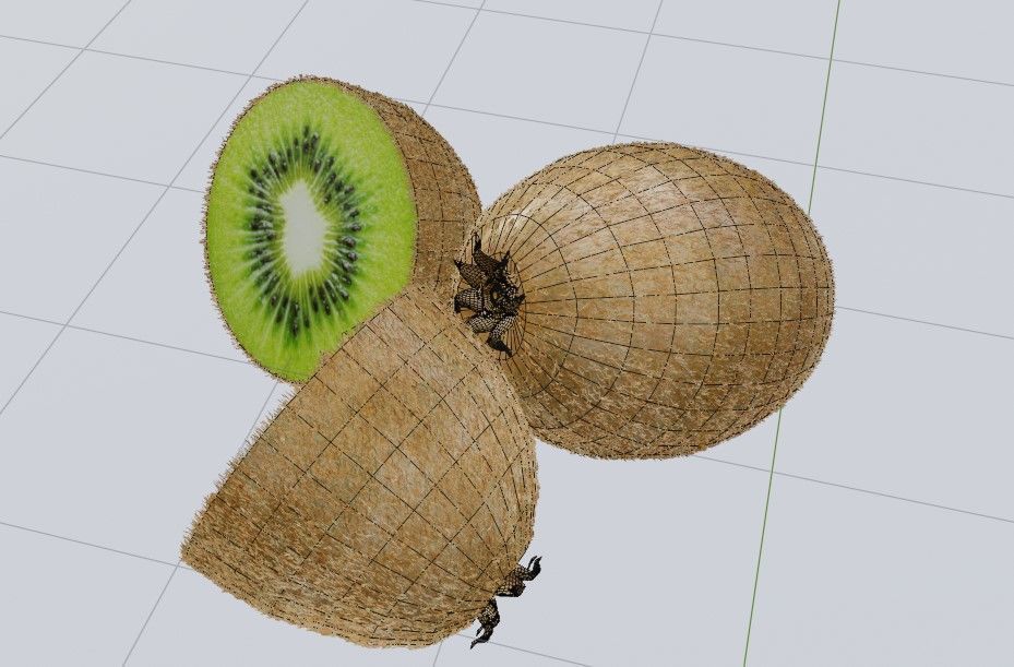 Realistic  Kiwi green low-poly  3D model Low-poly 3D model_11