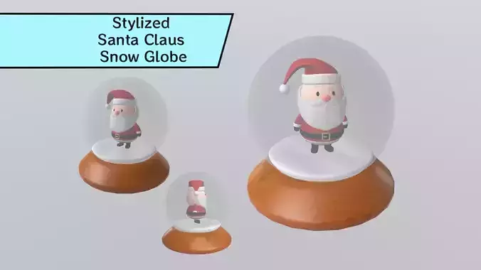 Stylized Santa Claus Snow Globe 3D model