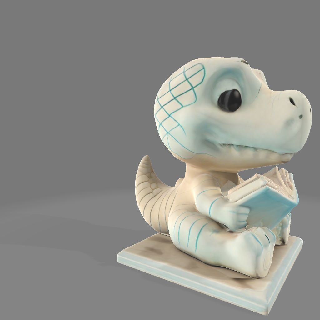 Bookworm T-Rex Statue 3D print model_3
