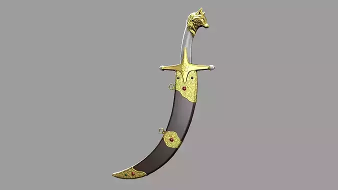 Mongol Warrior Sword Low-poly 3D model