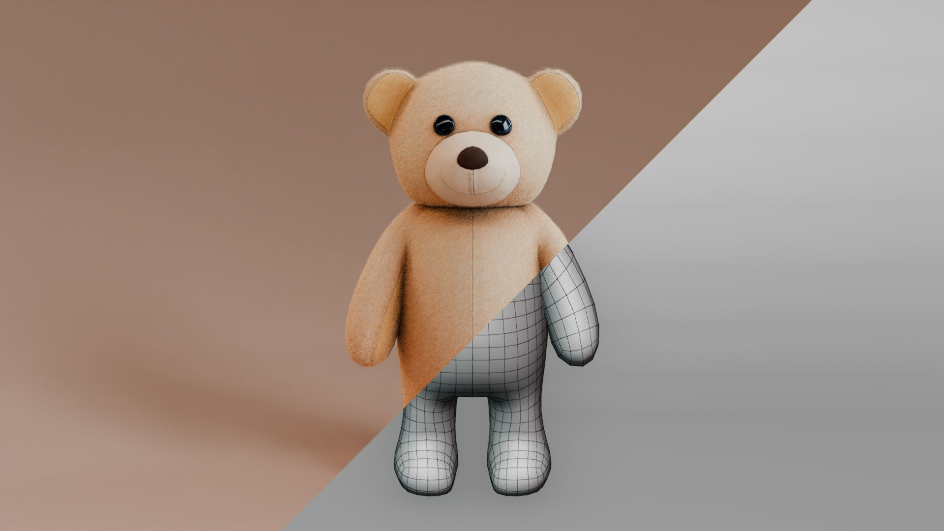 Teddy Bear Low-poly 3D model_1