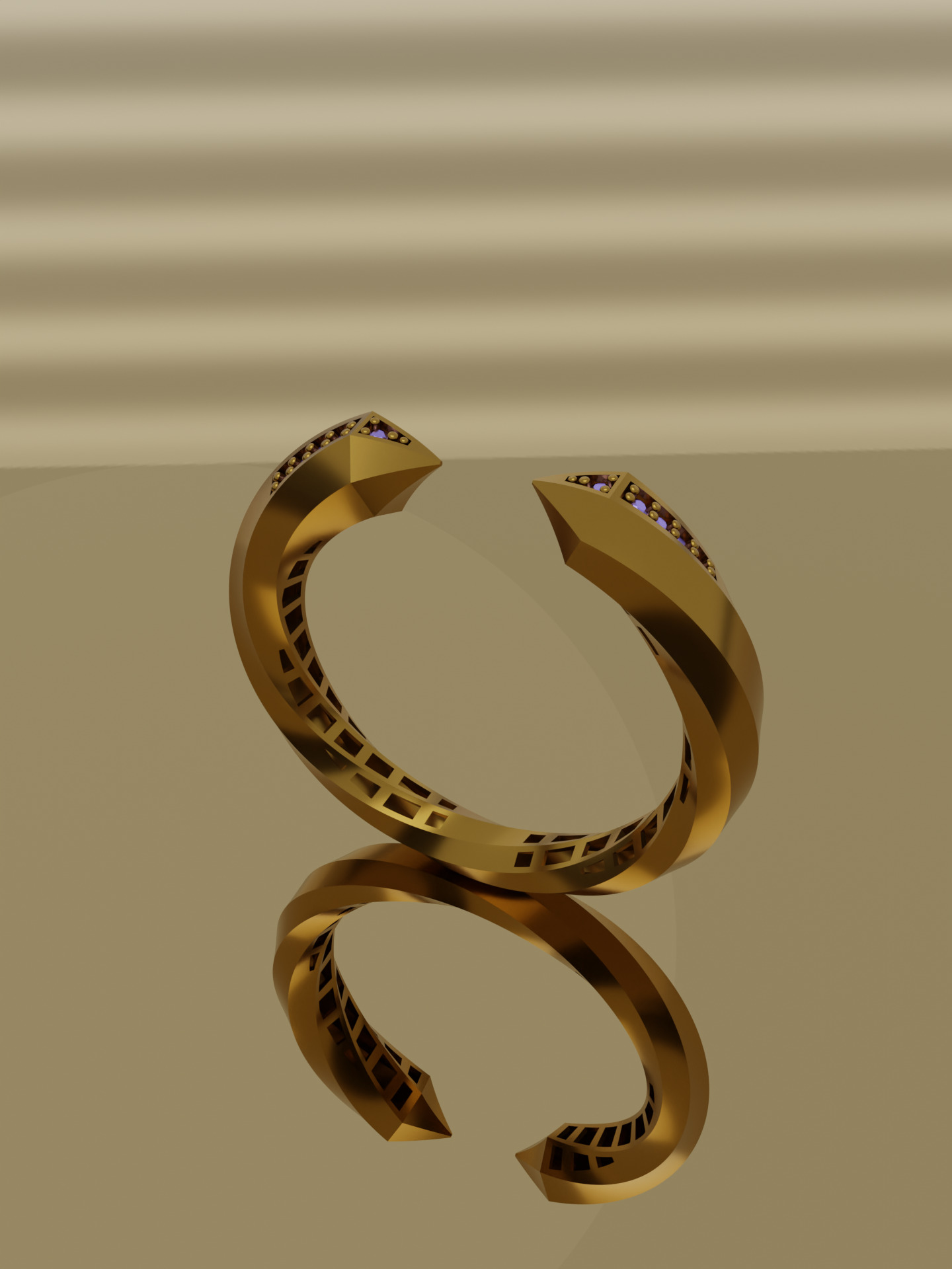 Elegant twisted Jali Ring made using Direct Casting technique 3D print model_5
